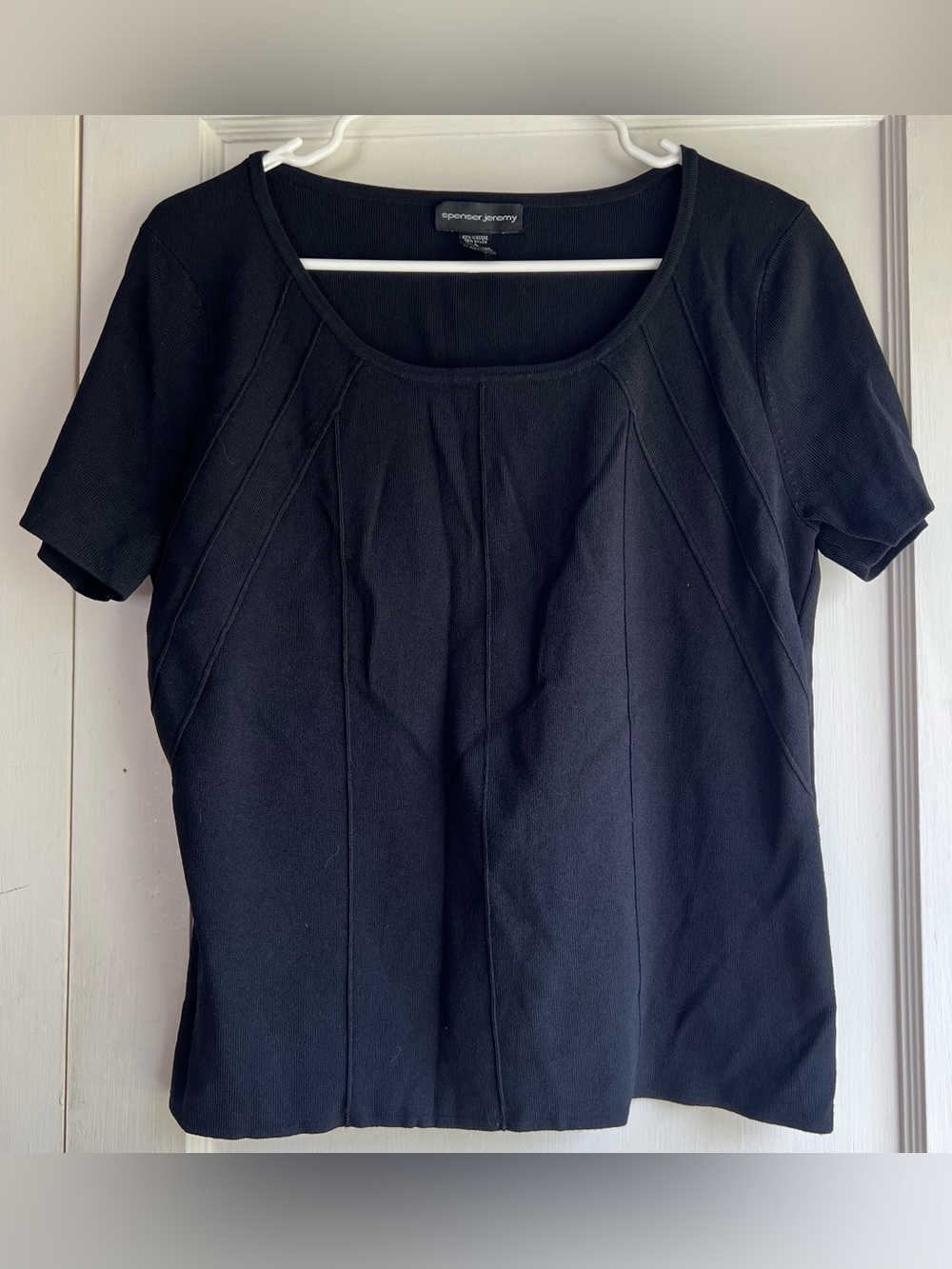 Spenser Jeremy Black Scoop Neck Short Sleeve Bodycon Top
